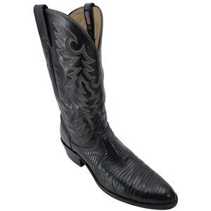Mens 12D Exotic Teju Lizard Vintage Dan Post Black Cowboy Western Boots CBC USA